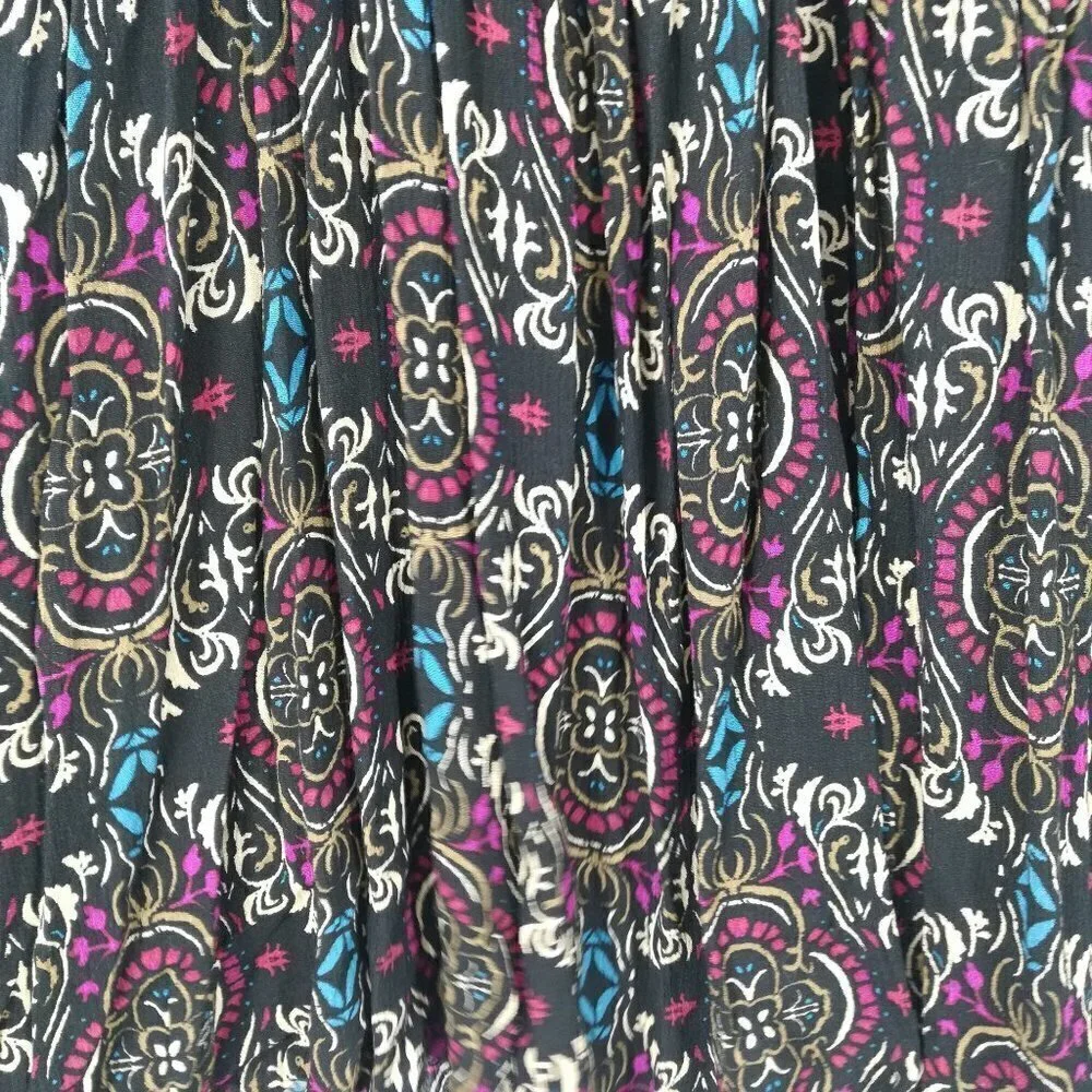 Free People Boho Lace Tunic Mini Dress Size XS Sheer Open Back Long Sleeve Black